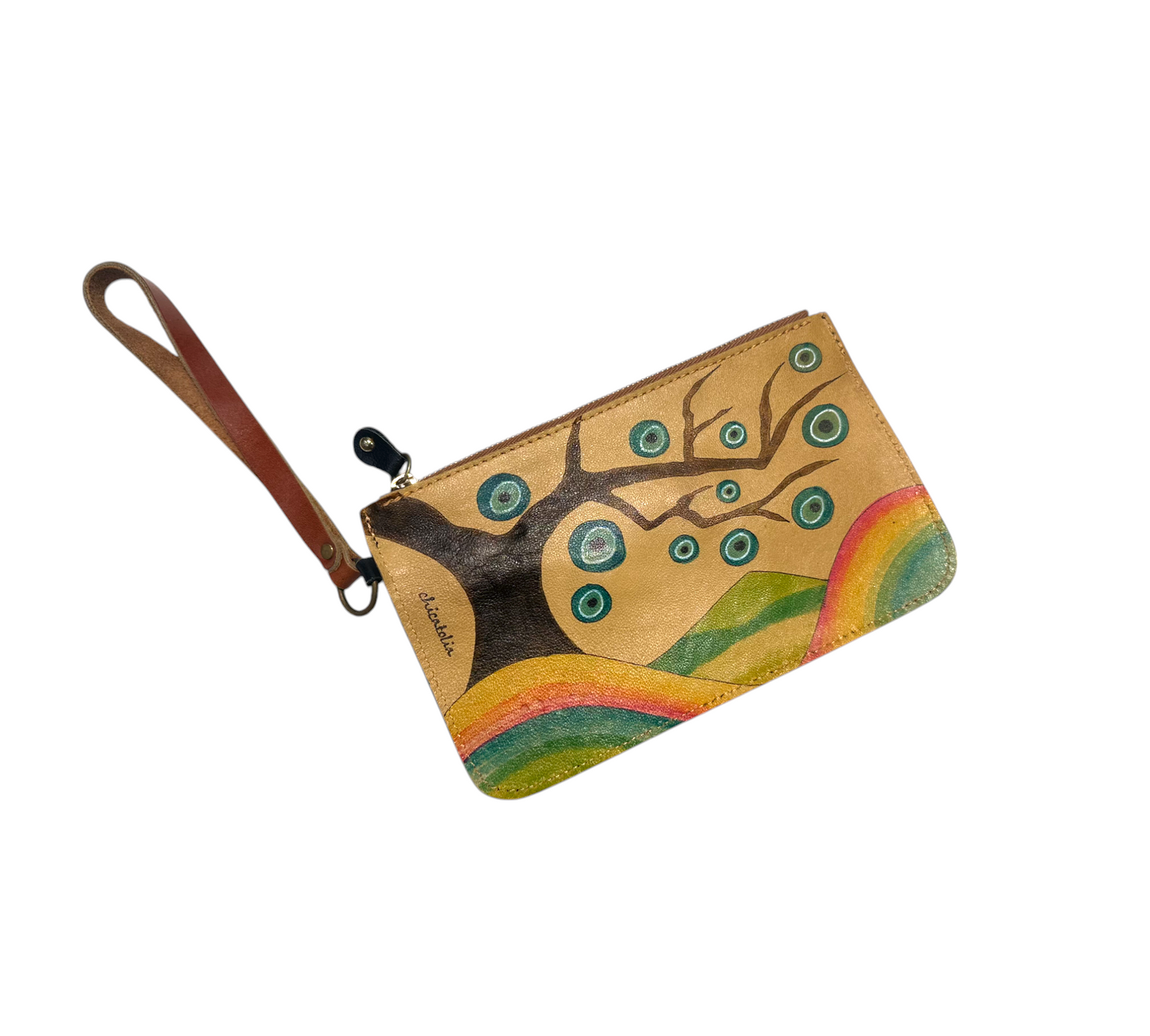 Hand Painted Leather Large Wallet Evil Eye