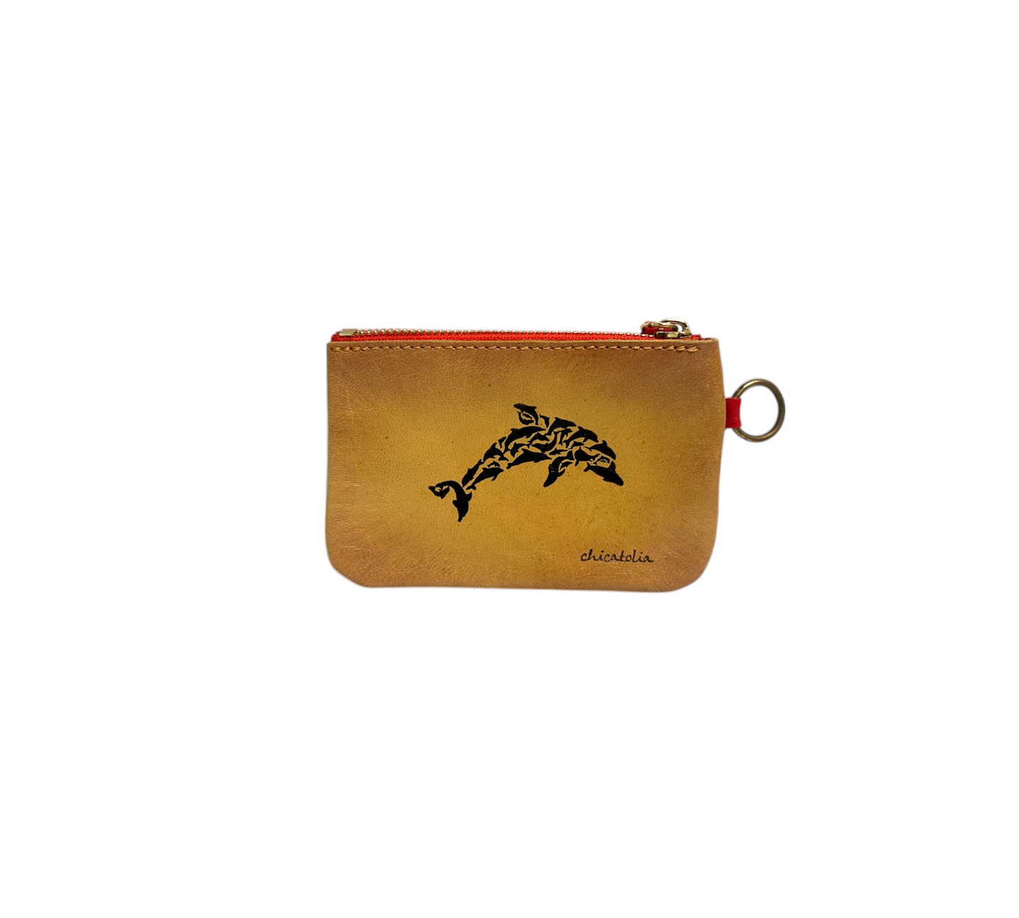 Hand Painted Handmade Genuine Leather Wallet Dolphin