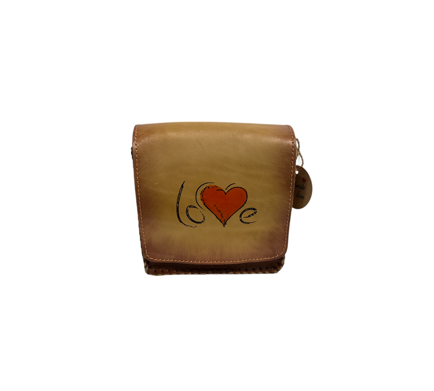 Hand Painted Love Leather Crossbody Hardcase