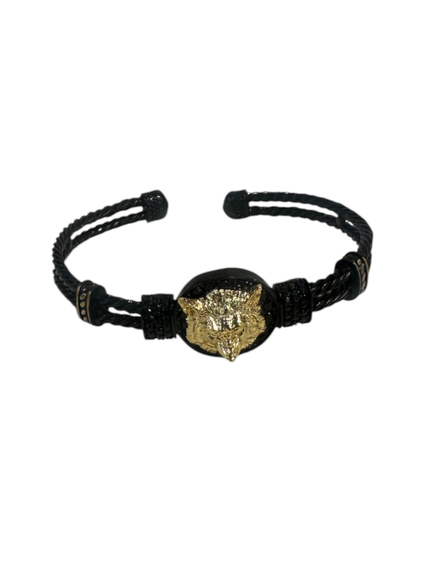 Stainless Steel Bangle Cuff Bracelet Wolf Pattern