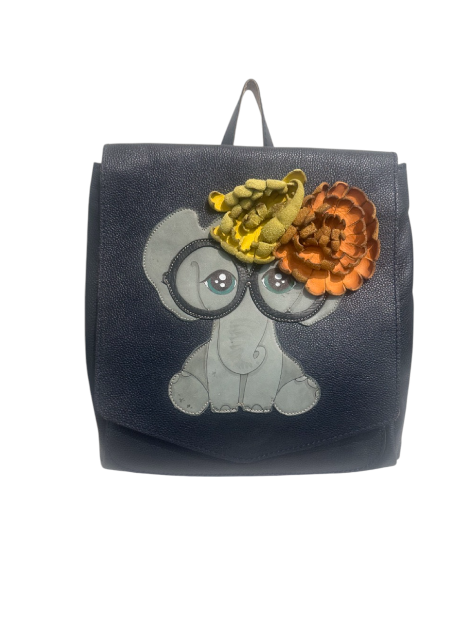 Handmade Hand Painted Genuine Leather Backpack Elephant