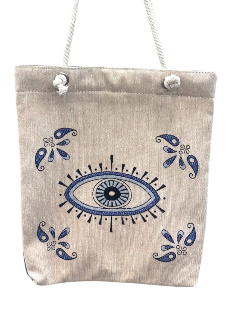 Vintage Tapestry Tote Bag Evil Eye Pattern
