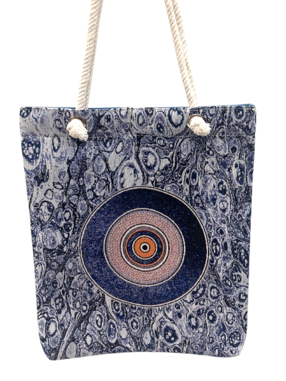 Vintage Tapestry Tote Bag Evil Eye Pattern