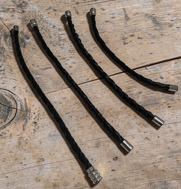 4 Pieces Braided Leather Bracelet Black