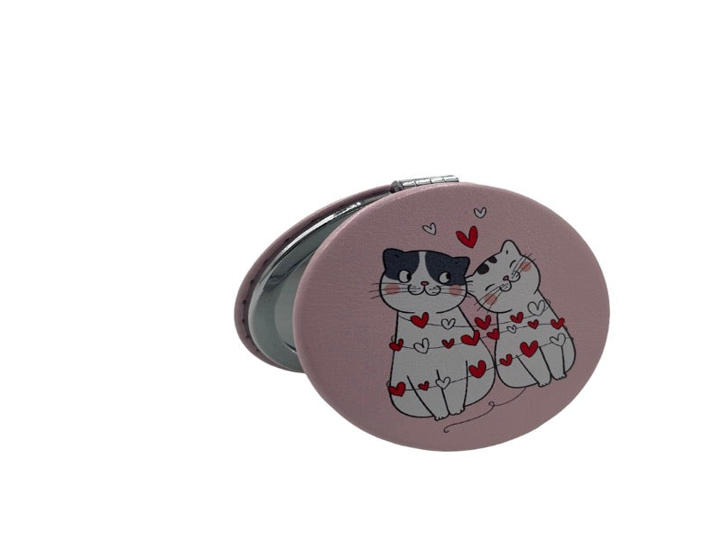 Round Compact Metal Mirror Cat