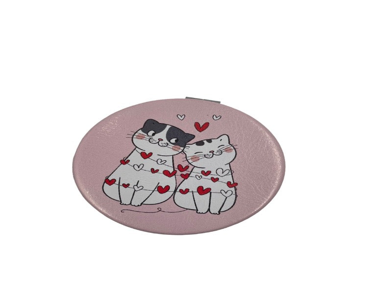 Round Compact Metal Mirror Cat