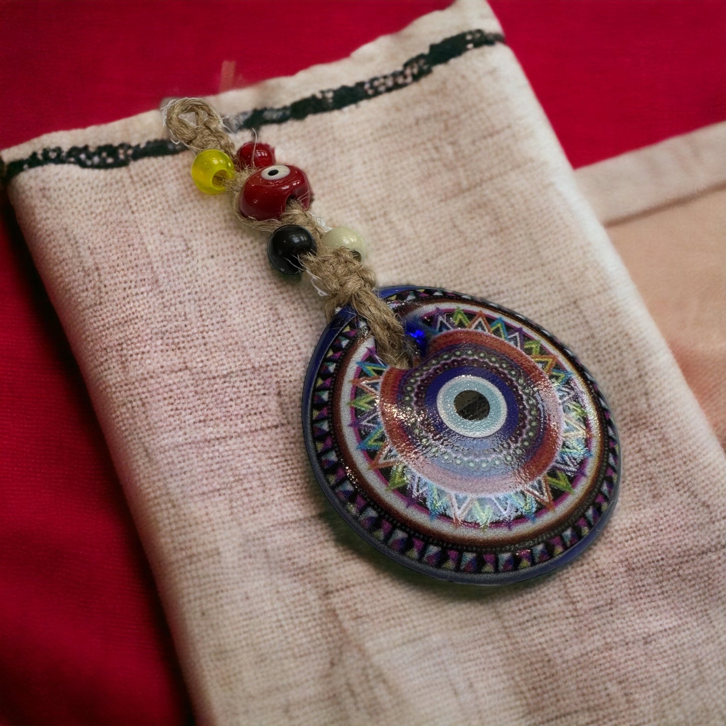 Evil Eye Glass Wall Hanging Decoration 2" inches