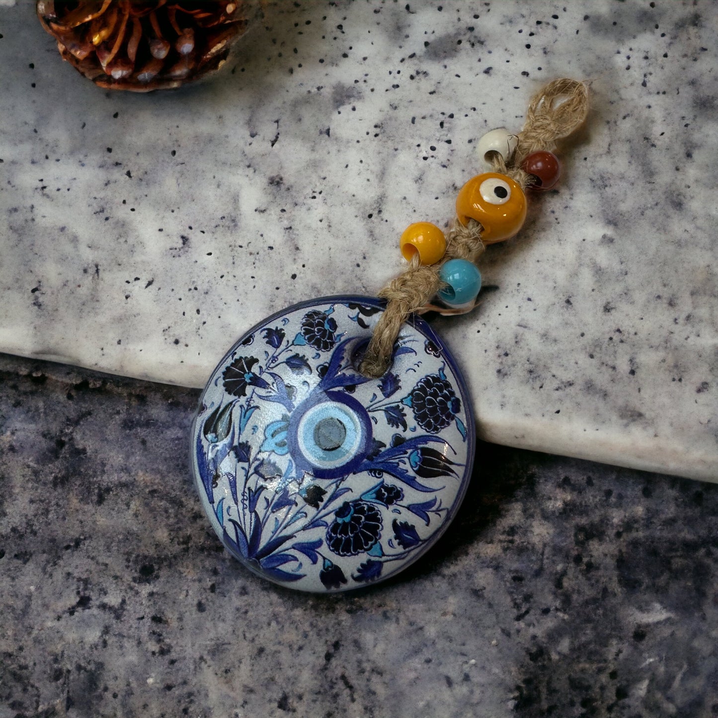 Evil Eye Glass Wall Hanging Decoration 2" inches