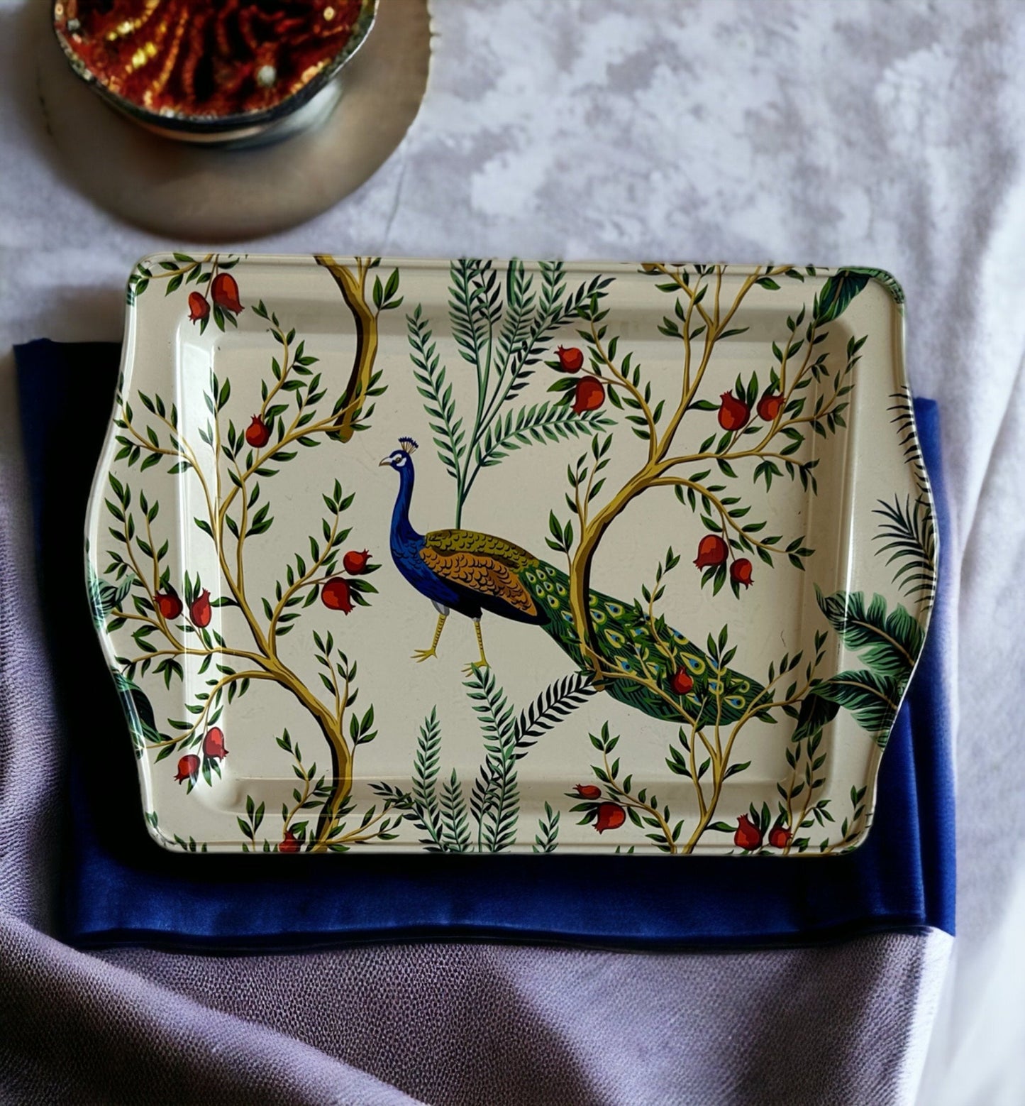 Metal Tray Peacock