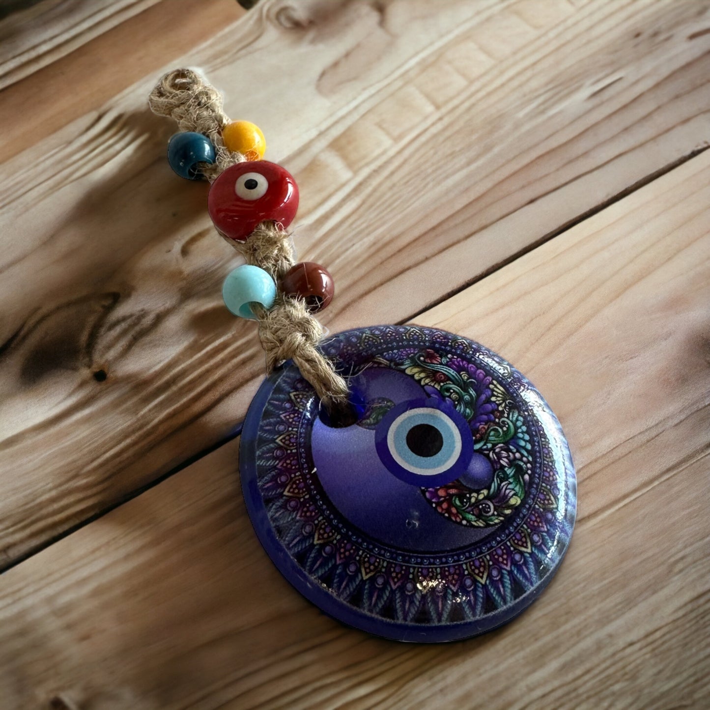 Evil Eye Glass Wall Hanging Decoration 2" inches
