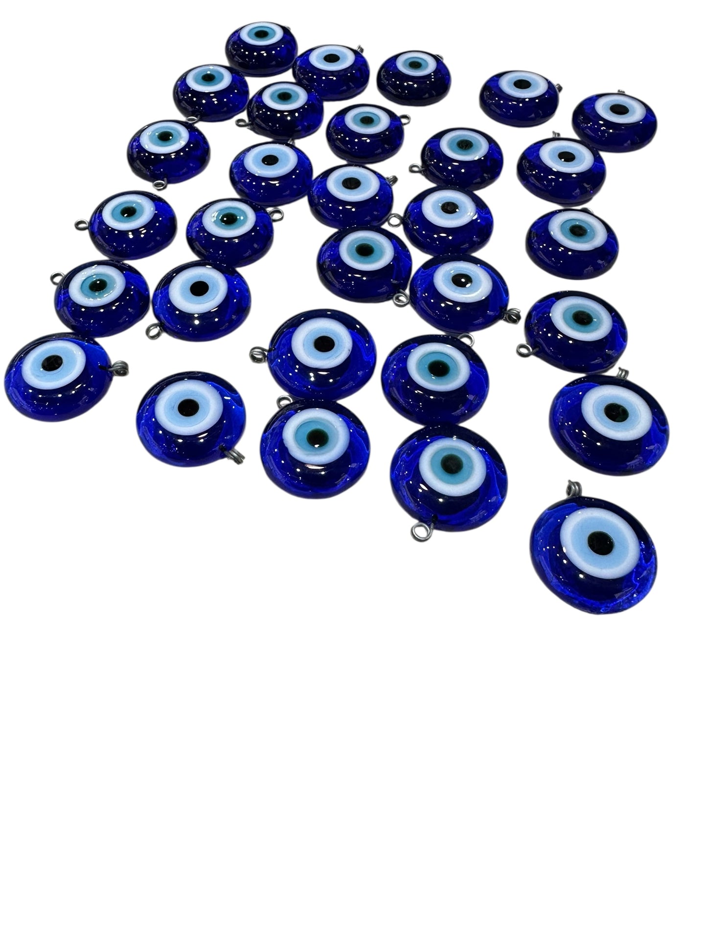 Handcrafted Glass Good Luck Charm Blue Pendants 10 Pieces