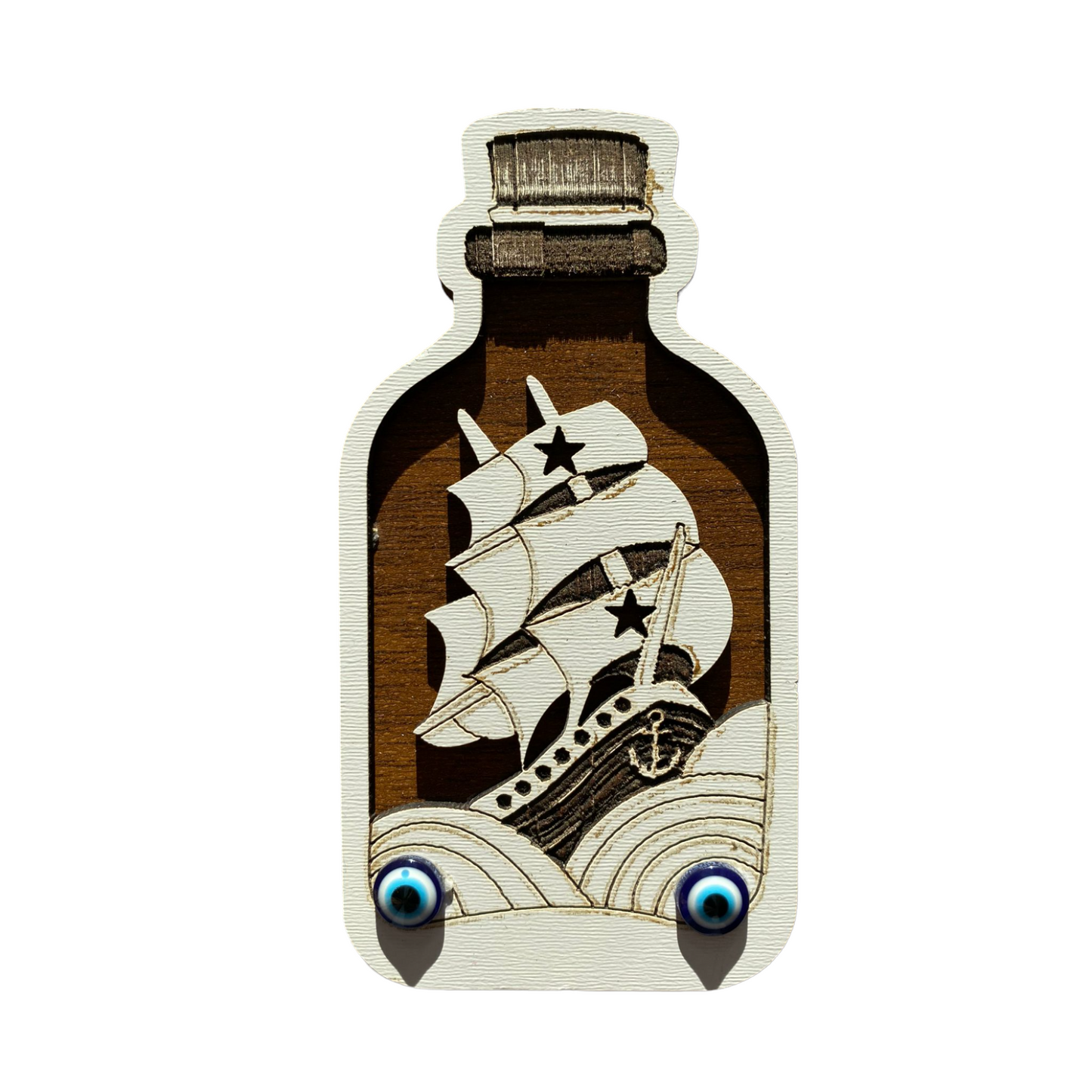 Hand Themed Wooden Magnet Bottle