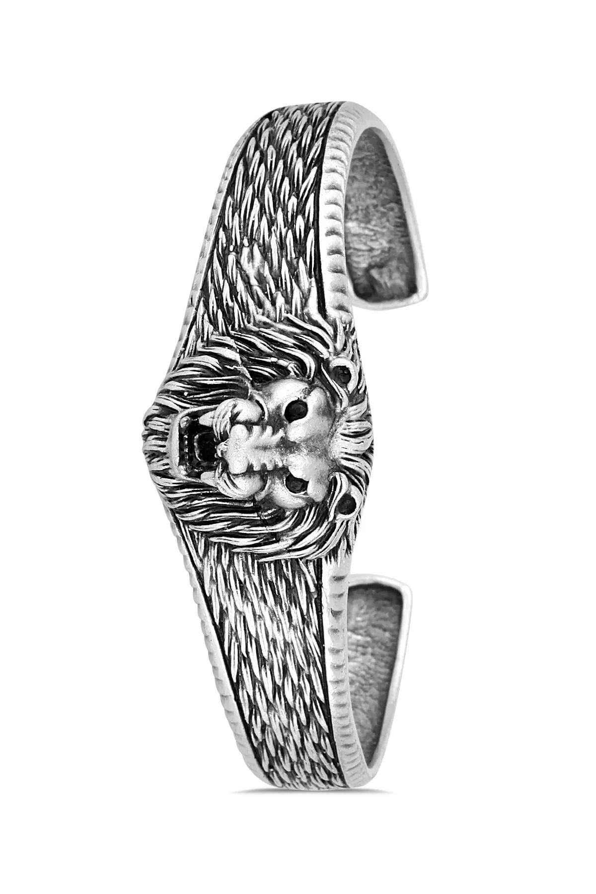 Stainless Steel Bangle Cuff Bracelet Lion Pattern Metallic