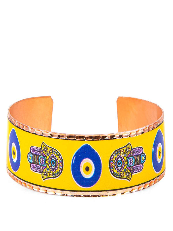 Copper Adjustable Bracelet with Evil Eye Hamsa Design