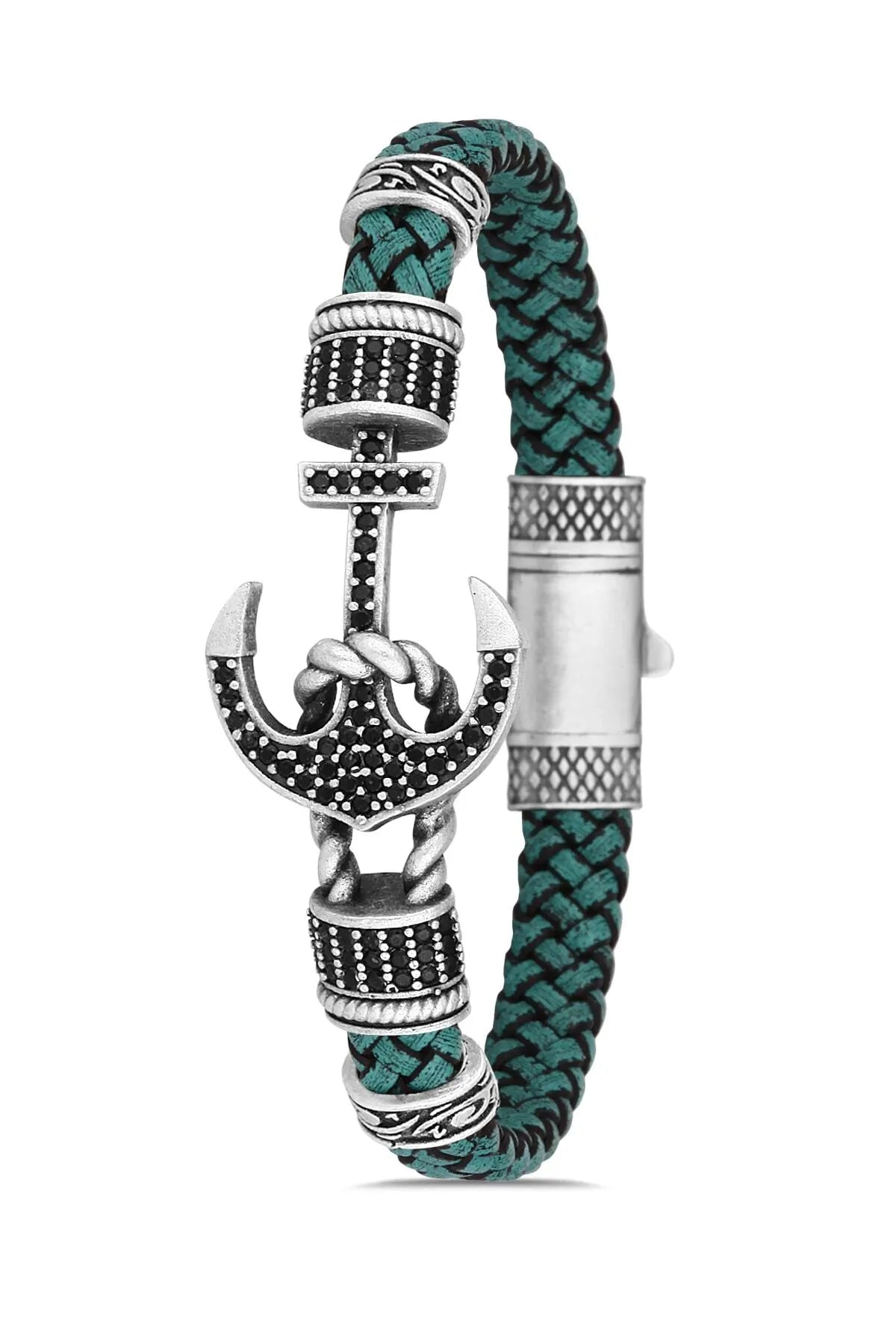 Stainless Steel Bracelet Anchor Pattern Green