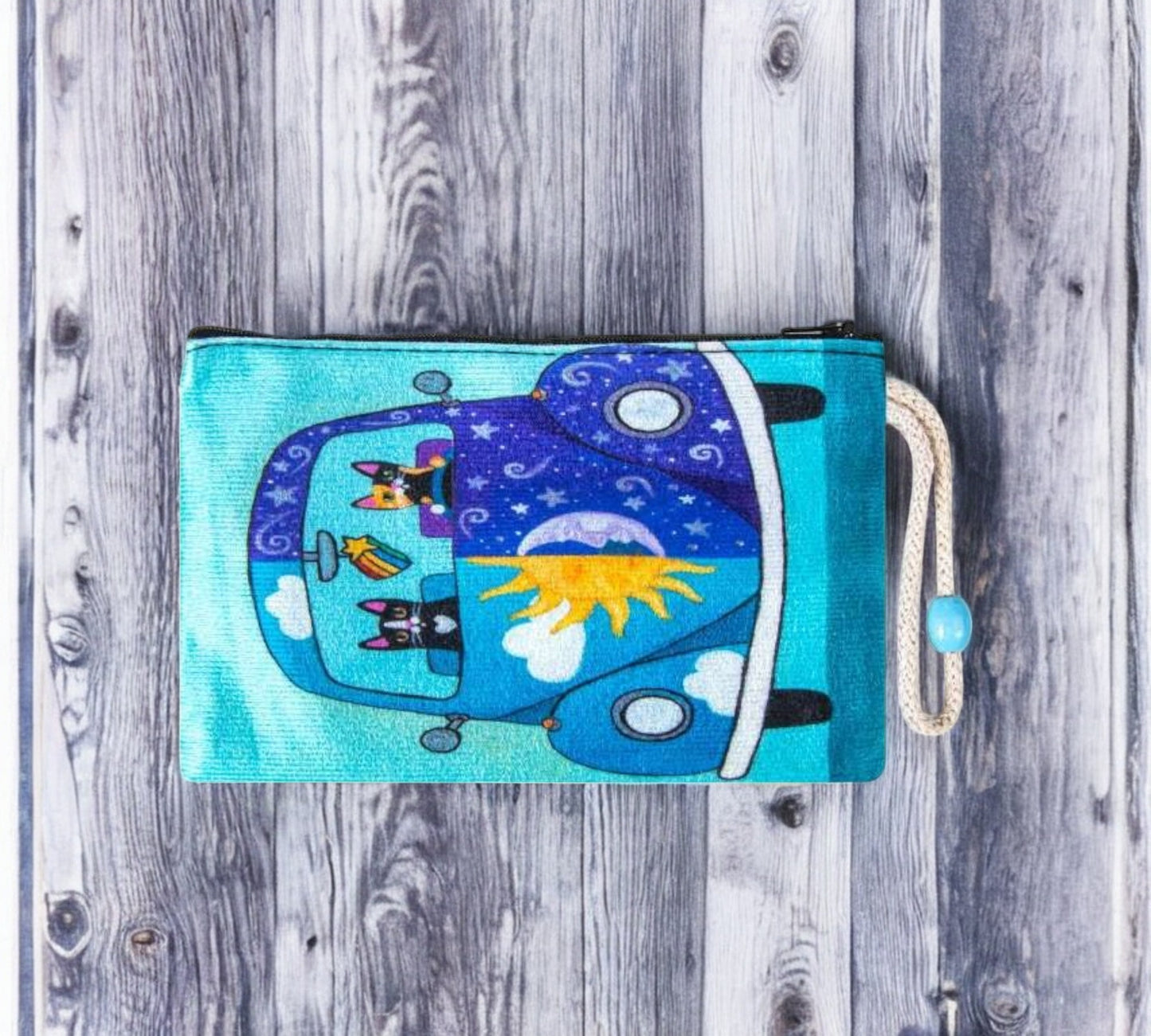 Clutch Velvet Wallet Cat Pattern Medium