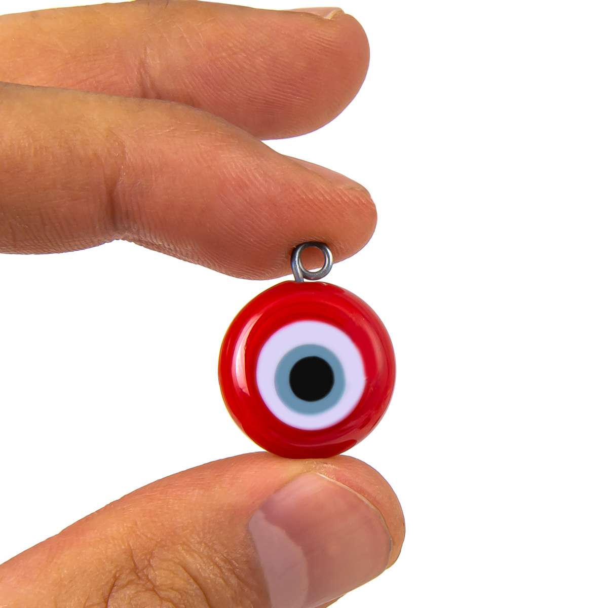 Handcrafted Glass Charm Evil Eye Pendants Red 10 Pieces