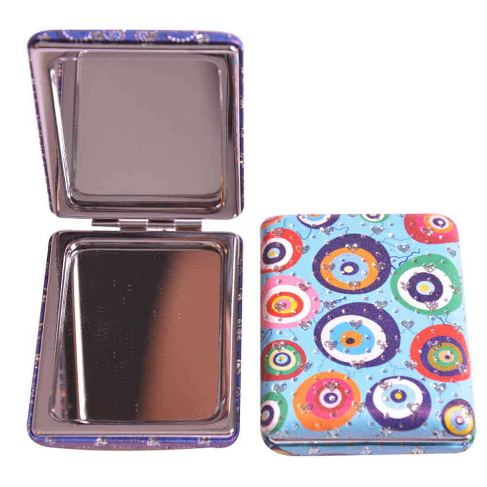 Evil Eye Square Compact Metal Makeup Mirror Mix Design