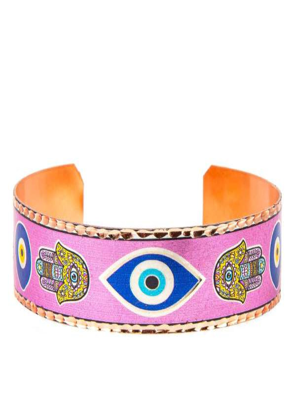 Copper Adjustable Bracelet Evil Eye Hamsa Pattern
