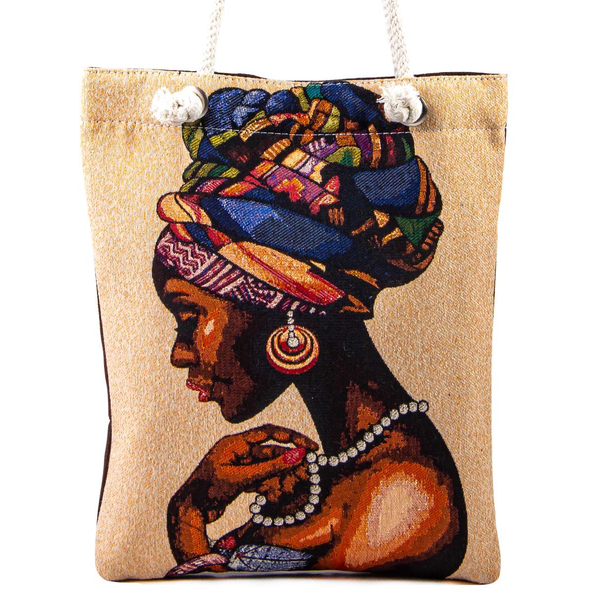Vintage Tapestry Tote Bag Afro Pattern