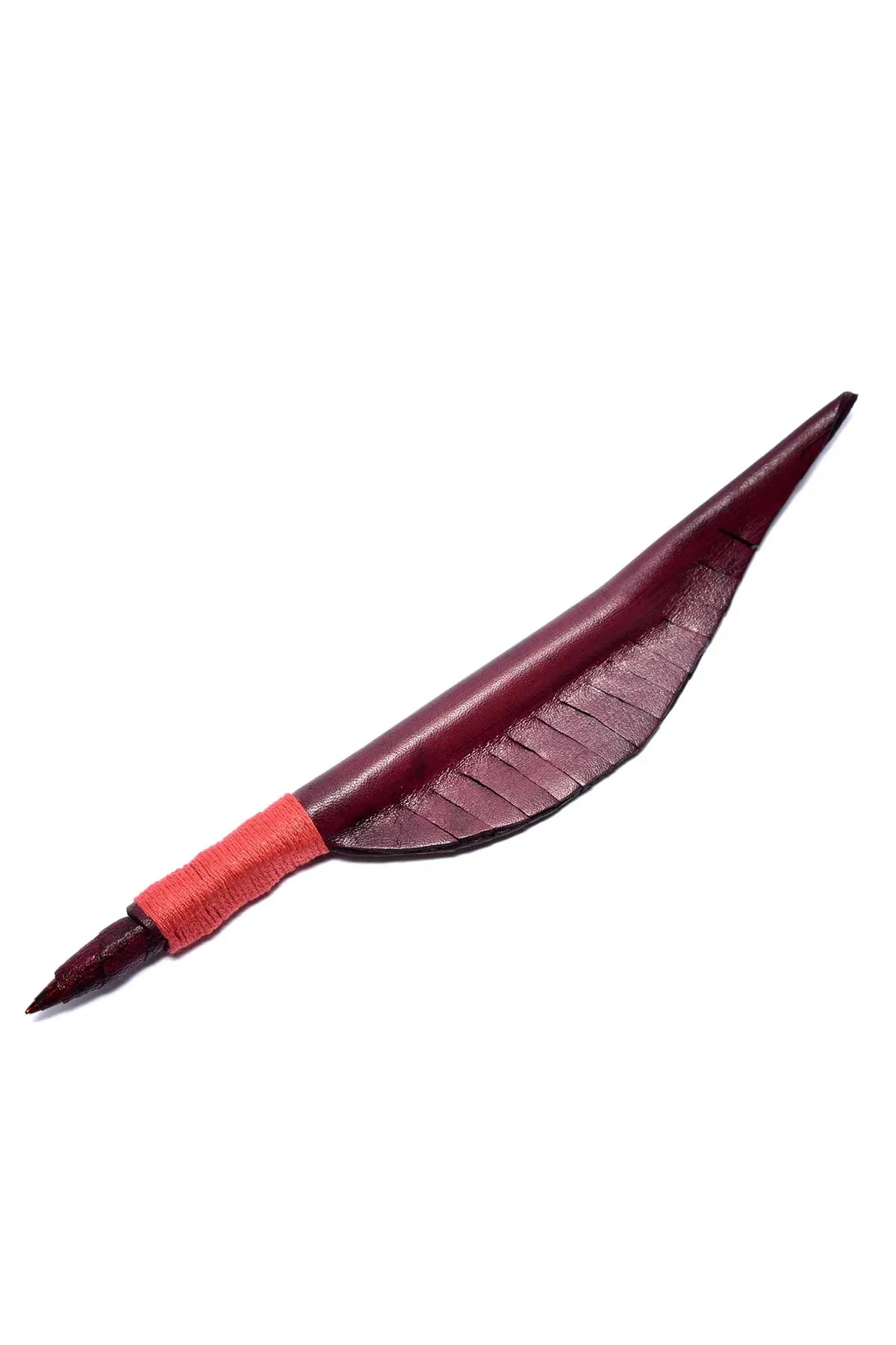 Handmade Leather Feather Pen Red