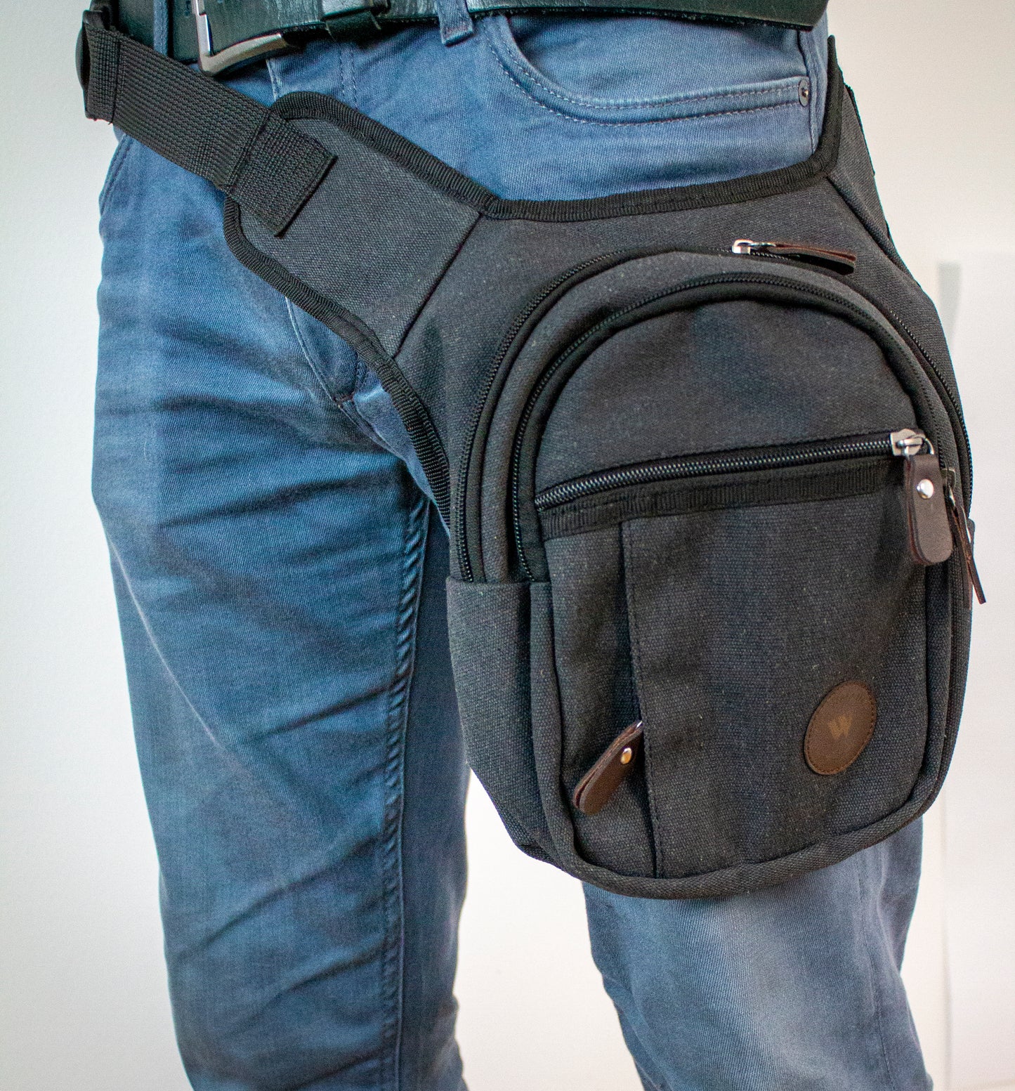 Canvas Unisex Sling Bag Fanny Waist Black