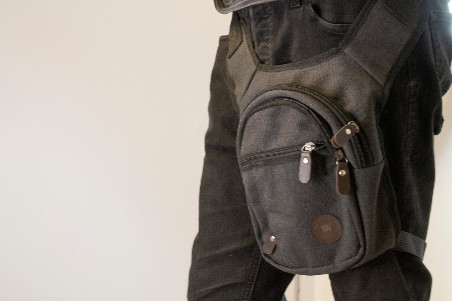 Canvas Unisex Sling Bag Fanny Waist Black