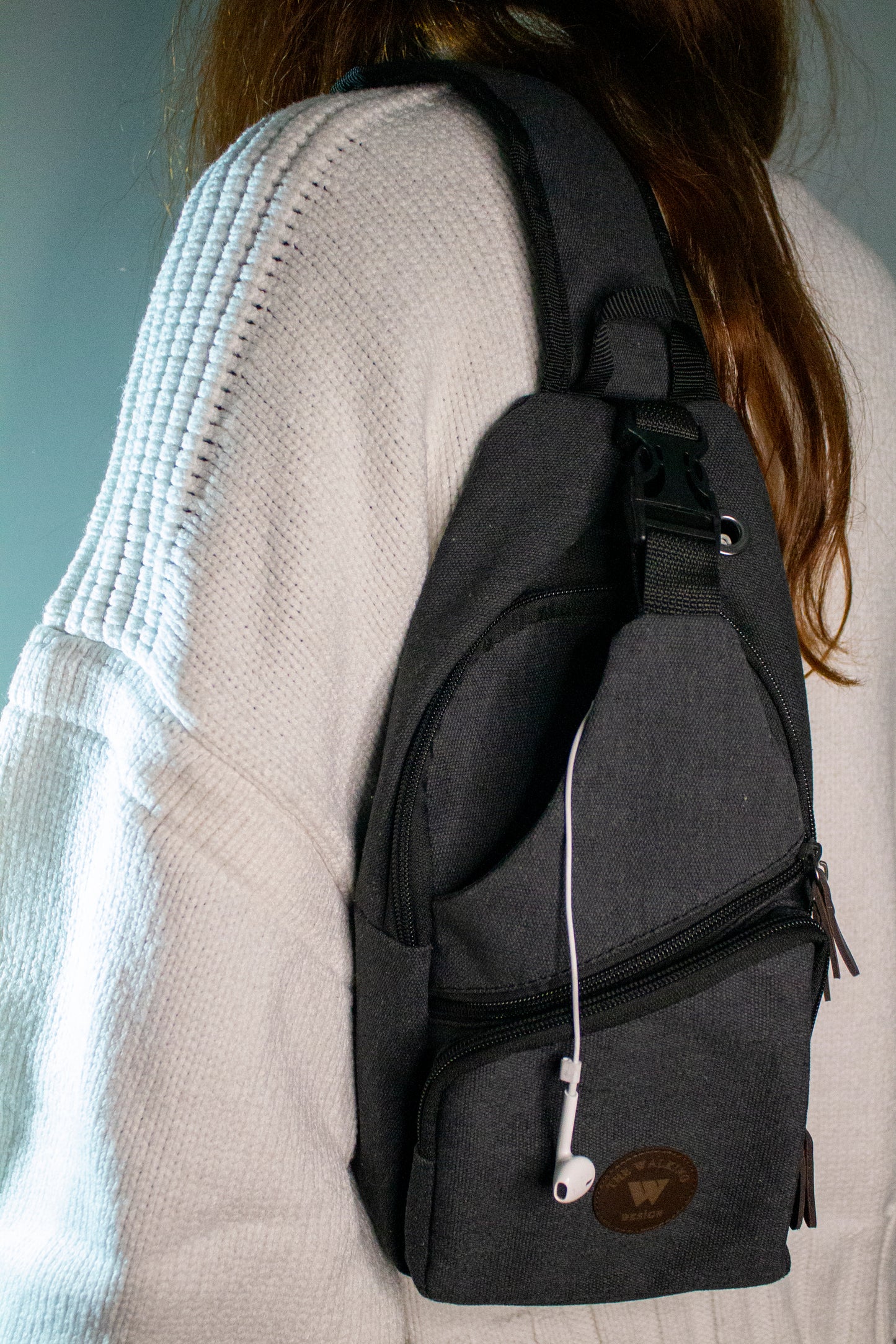 Canvas Unisex Travel Shoulder Sling Crossbody Bag Black