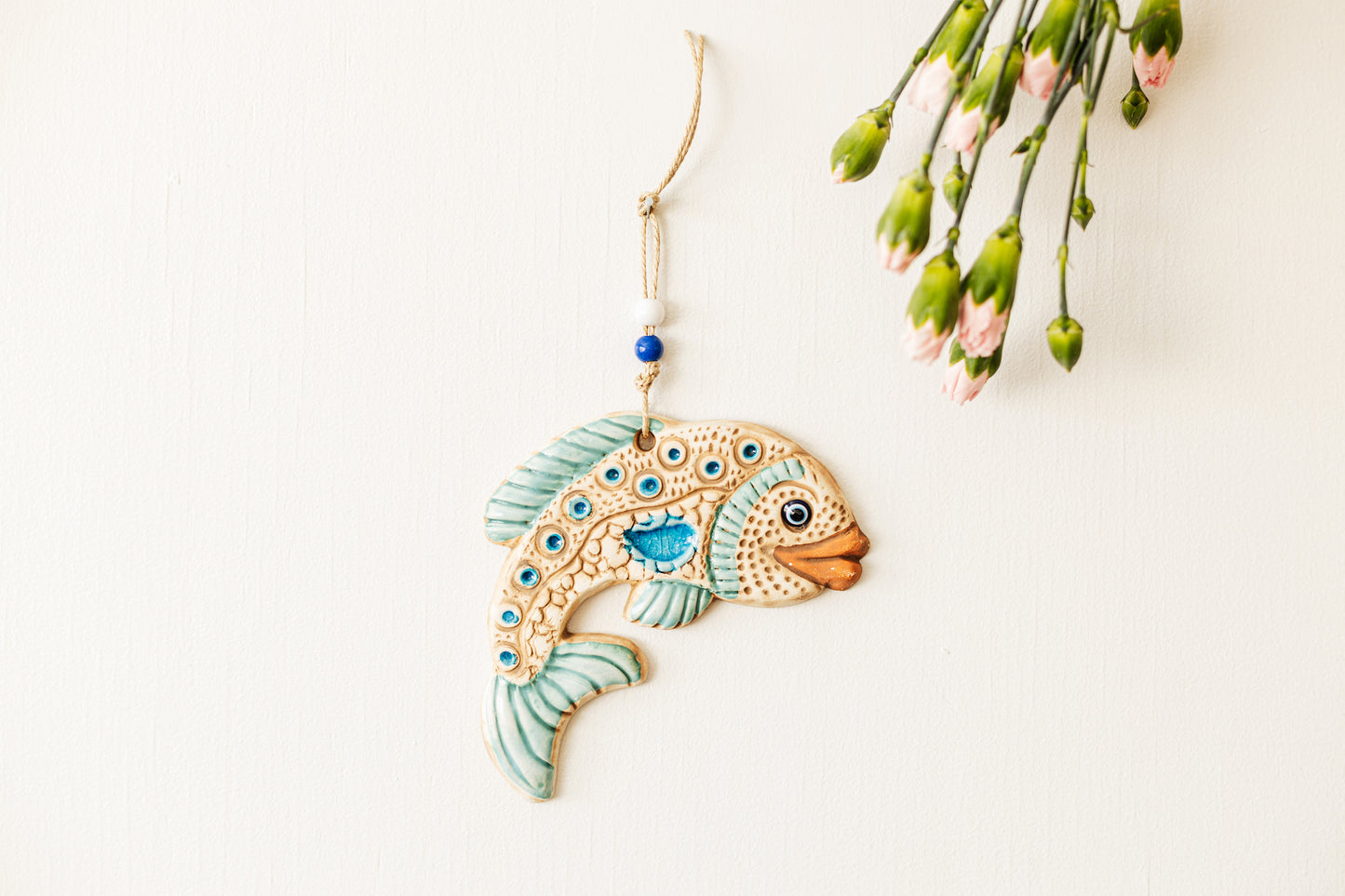 Handmade Ceramic Art Good Luck Charm Fish Design