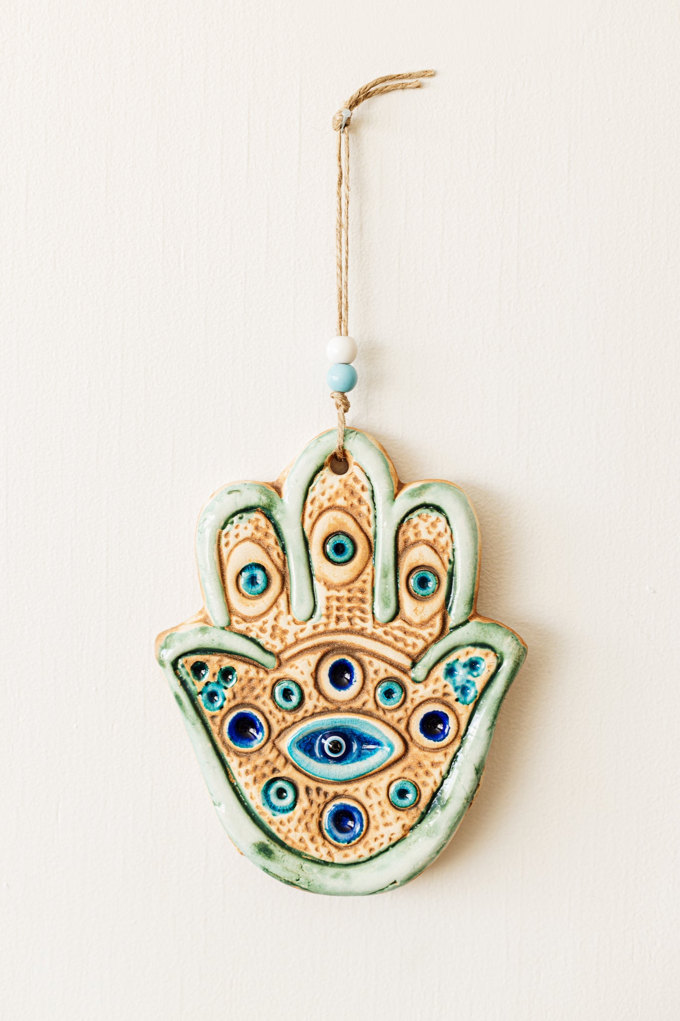 Handmade Ceramic Art Good Luck Charm HAMSA Design