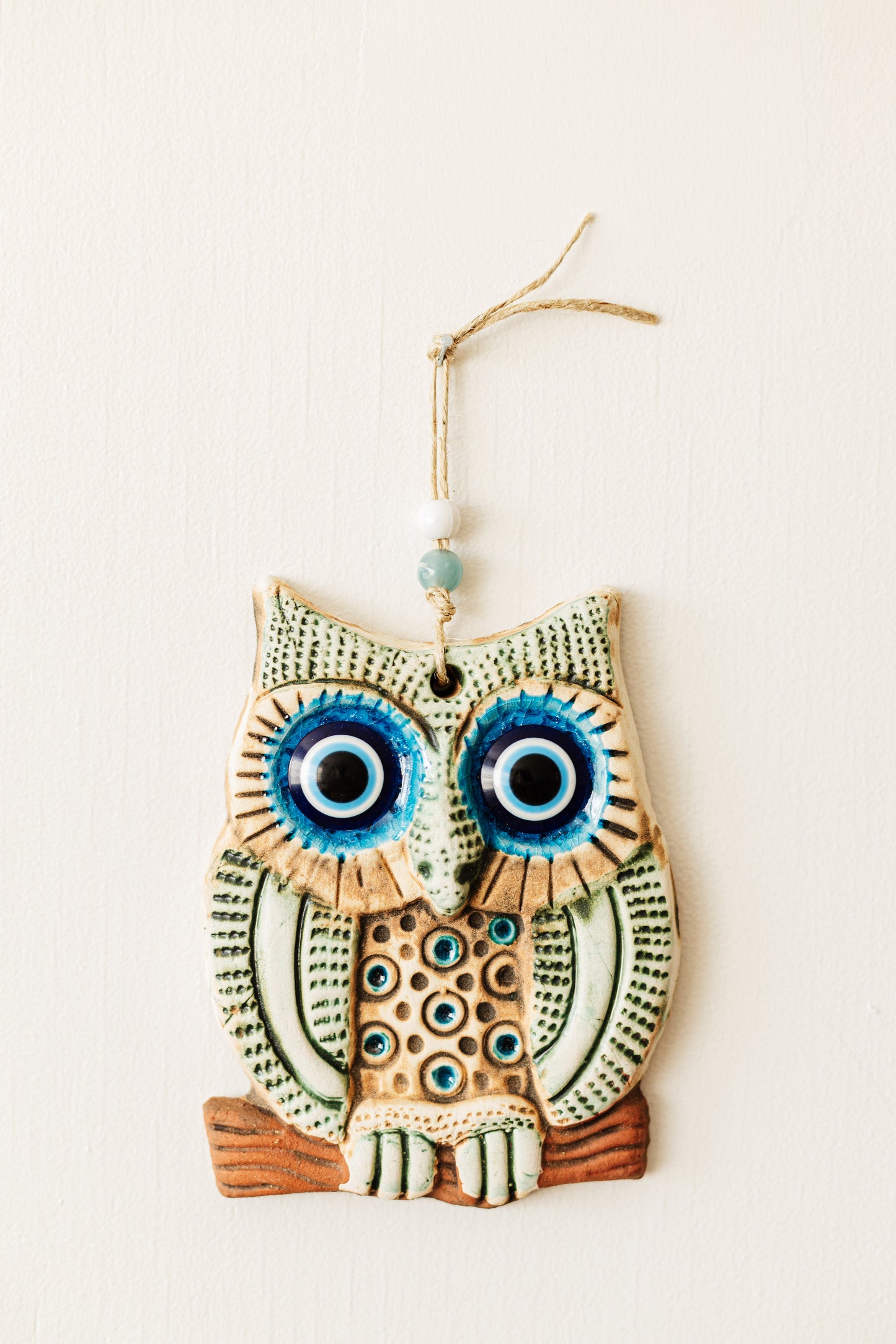 Handmade Ceramic Art Good Luck Charm Owl Design