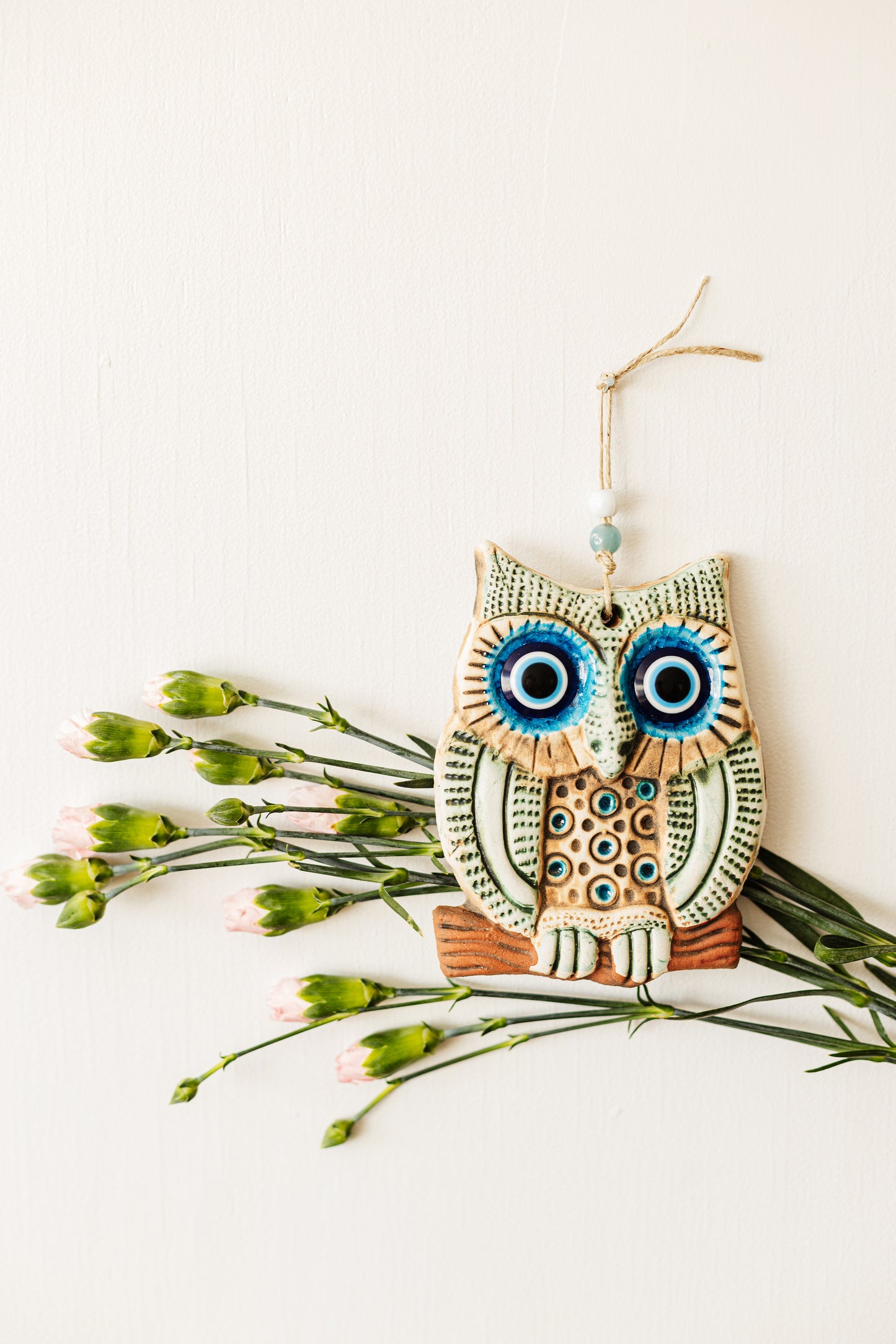 Handmade Ceramic Art Good Luck Charm Owl Design