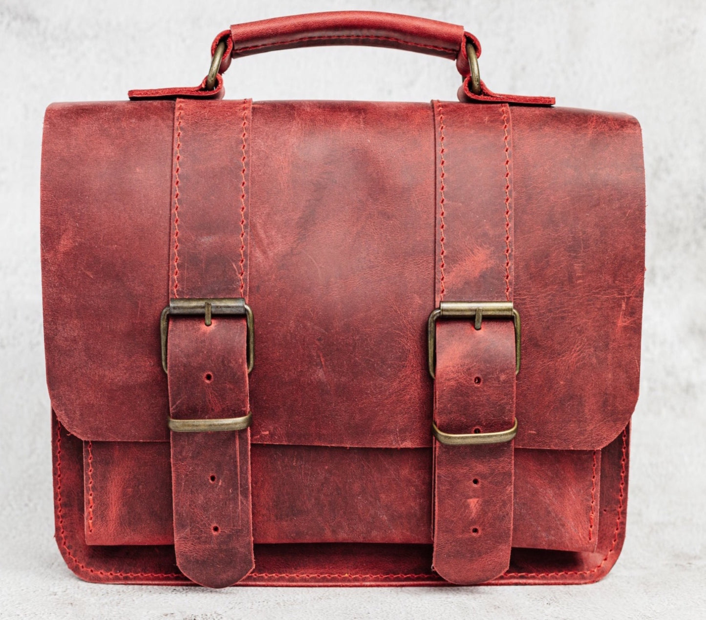 Belt Strap Crazy Horse Red Messenger Bag