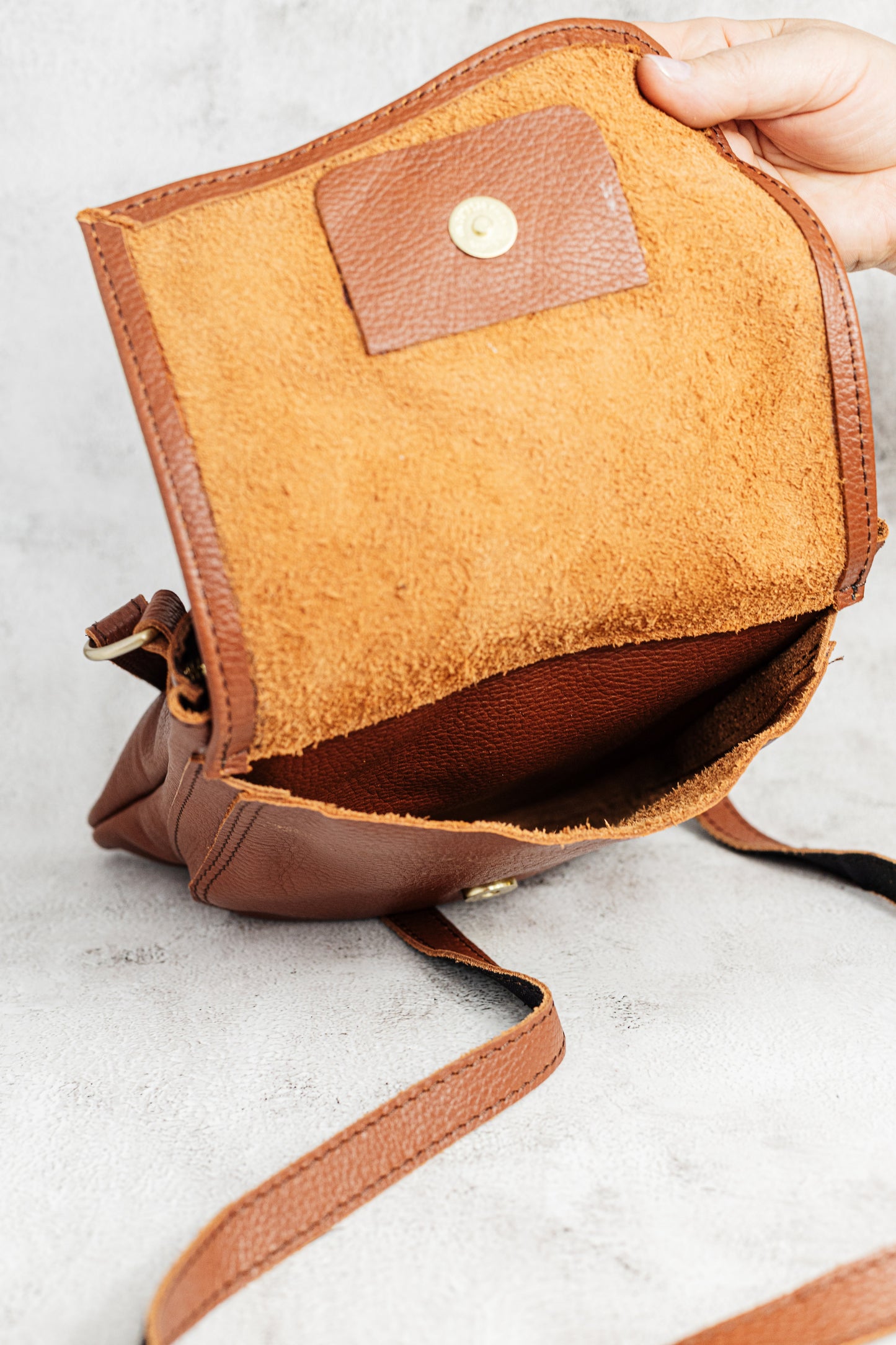 Handmade Women Adjustable Cross Body Brown