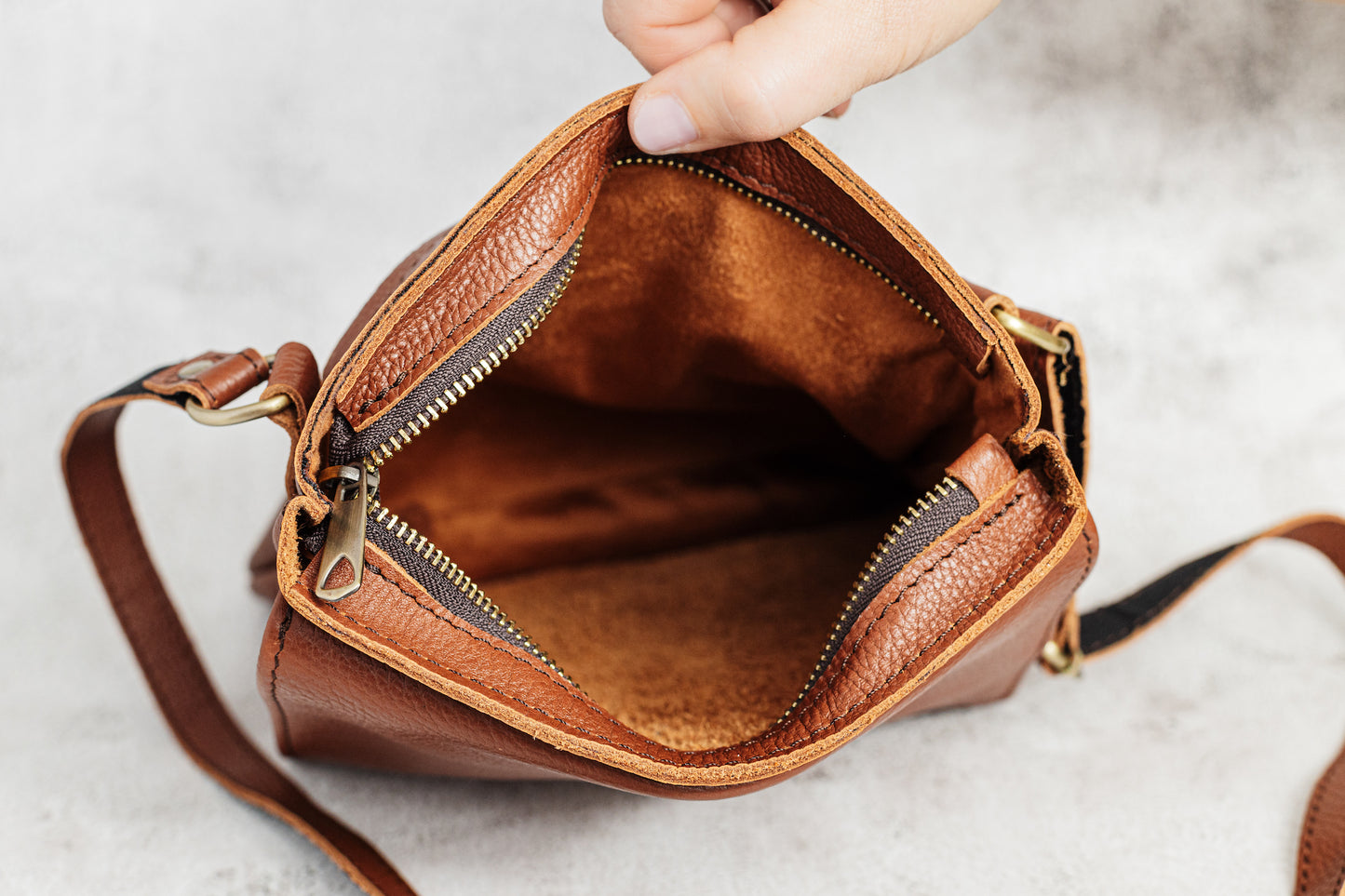 Handmade Women Adjustable Cross Body Brown