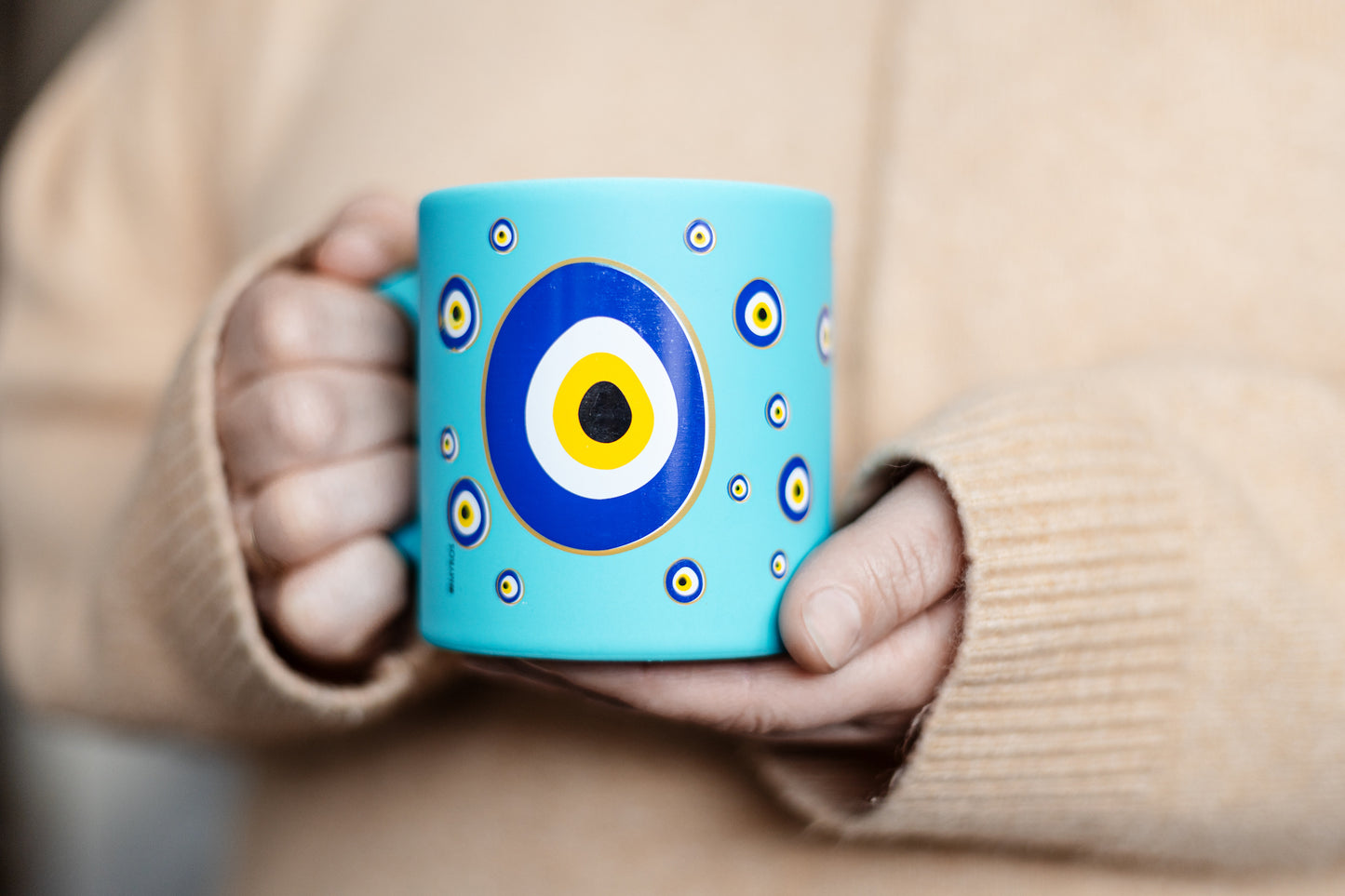 Ceramic Evil Eye Mugs Turquoise