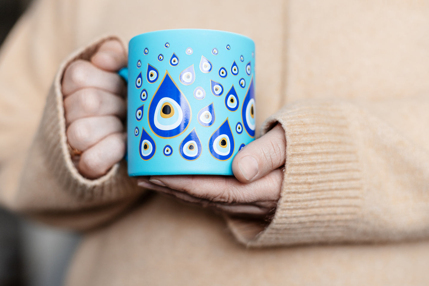 Ceramic Evil Eye Mugs Blue