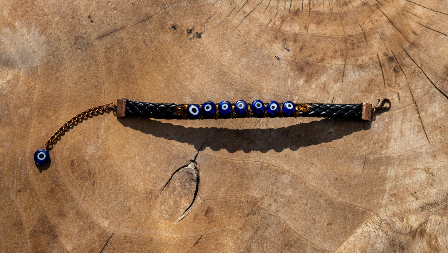 Handmade Evil Eye Glass Beads Dark Blue Bracelet