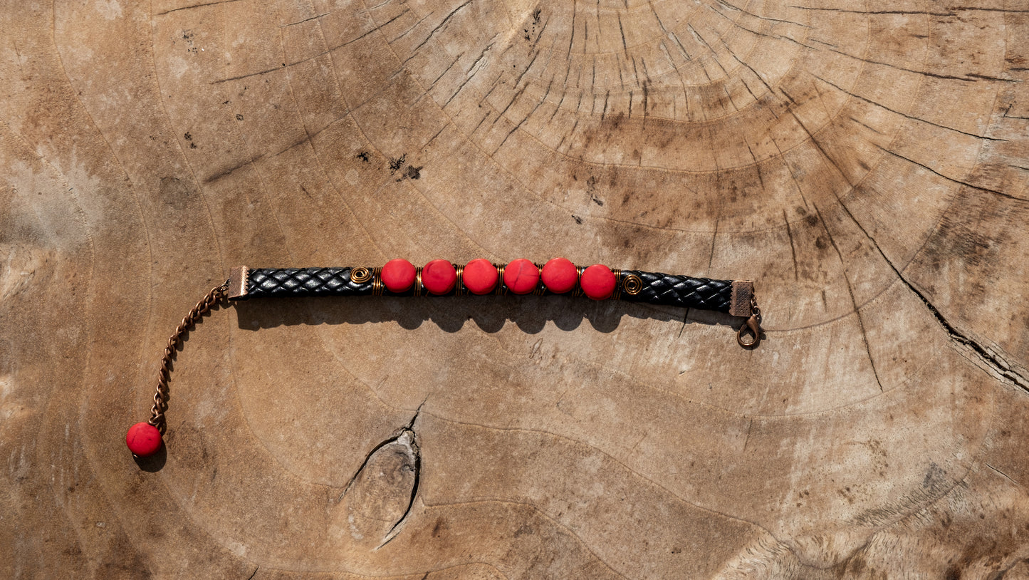 Handmade Glass Beads Red Bracelet