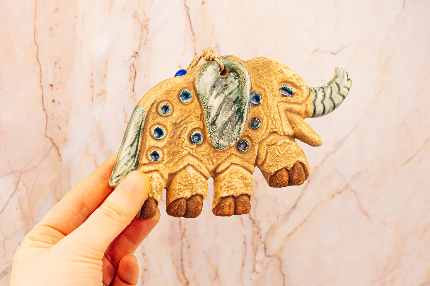 Handmade Ceramic Art Good Luck Charm Elephant Design