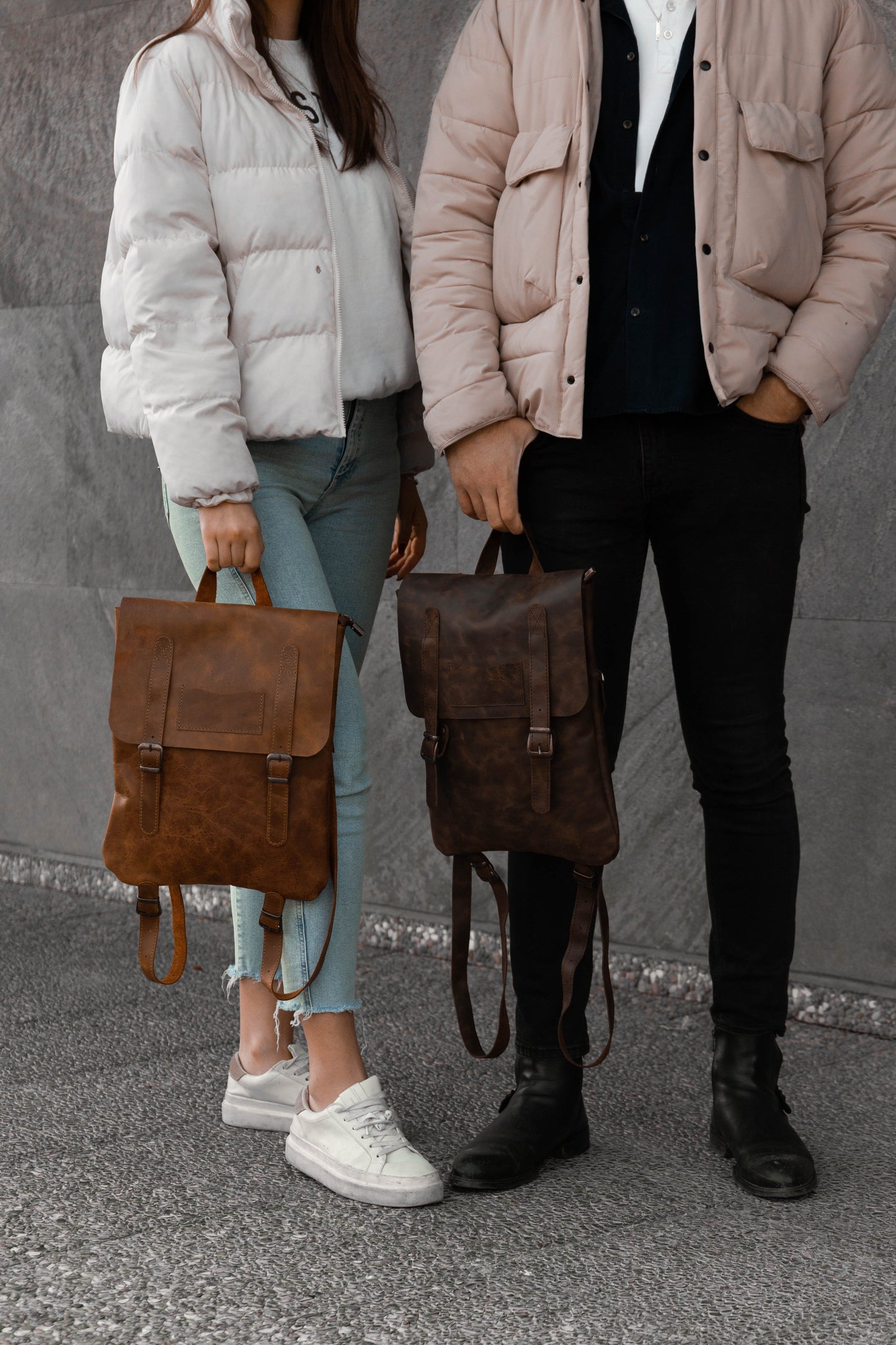 Handmade Genuine Leather Laptop Unisex Backpack Brown Vintage