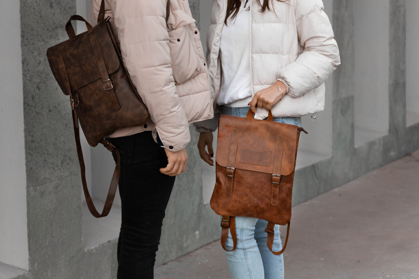 Handmade Genuine Leather Laptop Unisex Backpack Brown Vintage