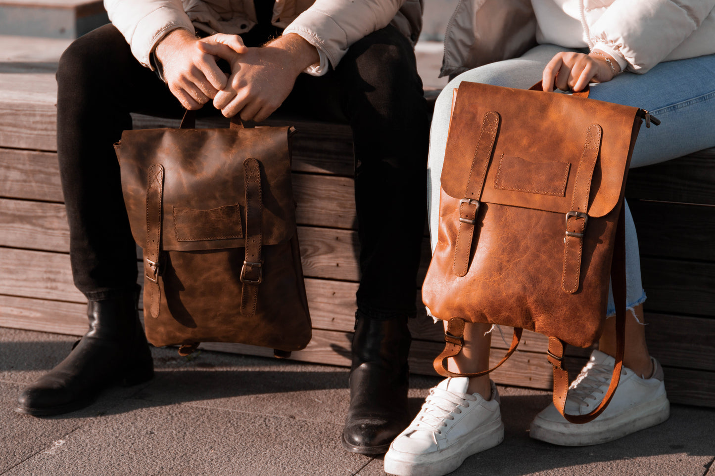 Handmade Genuine Leather Laptop Unisex Backpack Brown Vintage