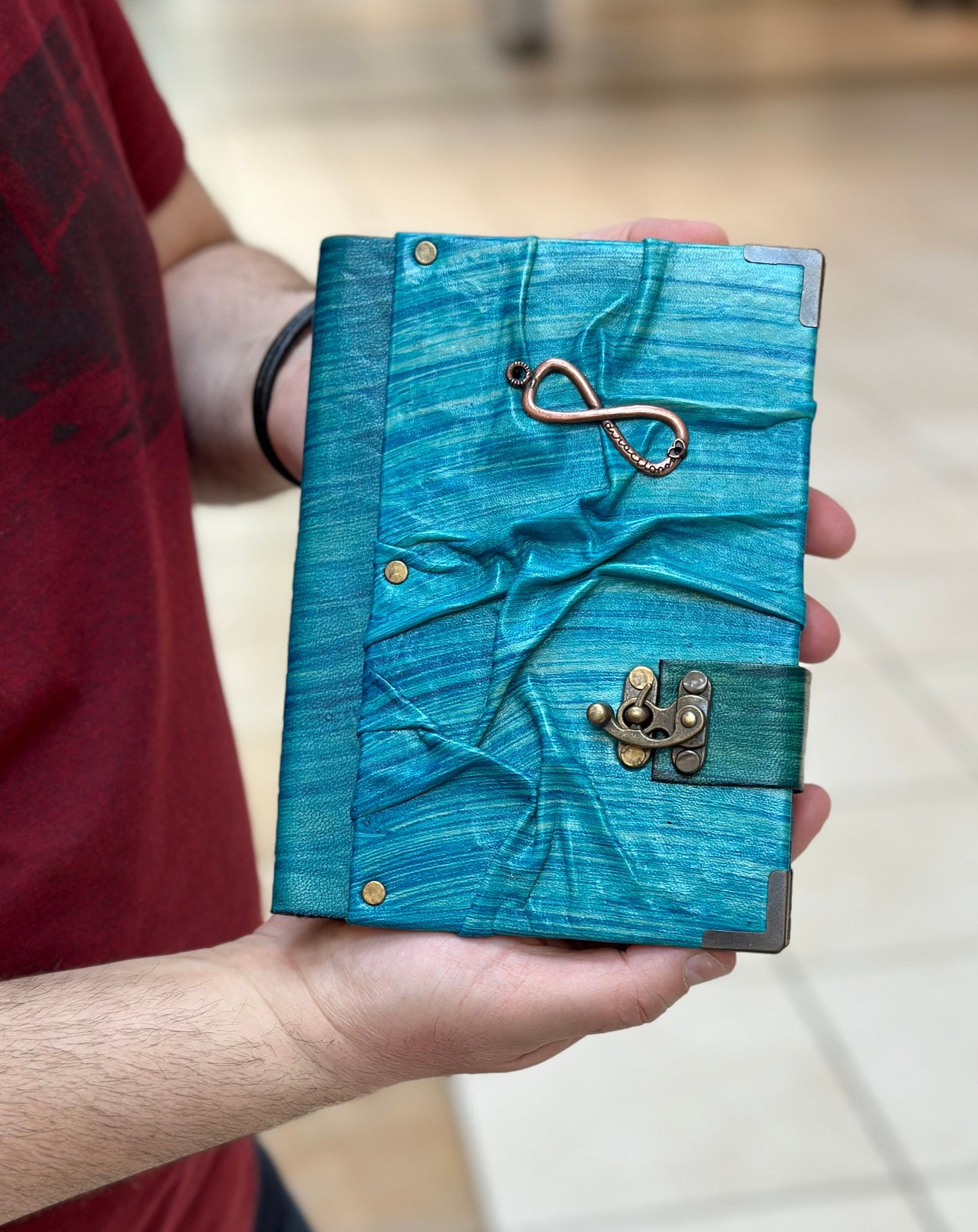 Handmade Leather Journal Belt Strap Infinity
