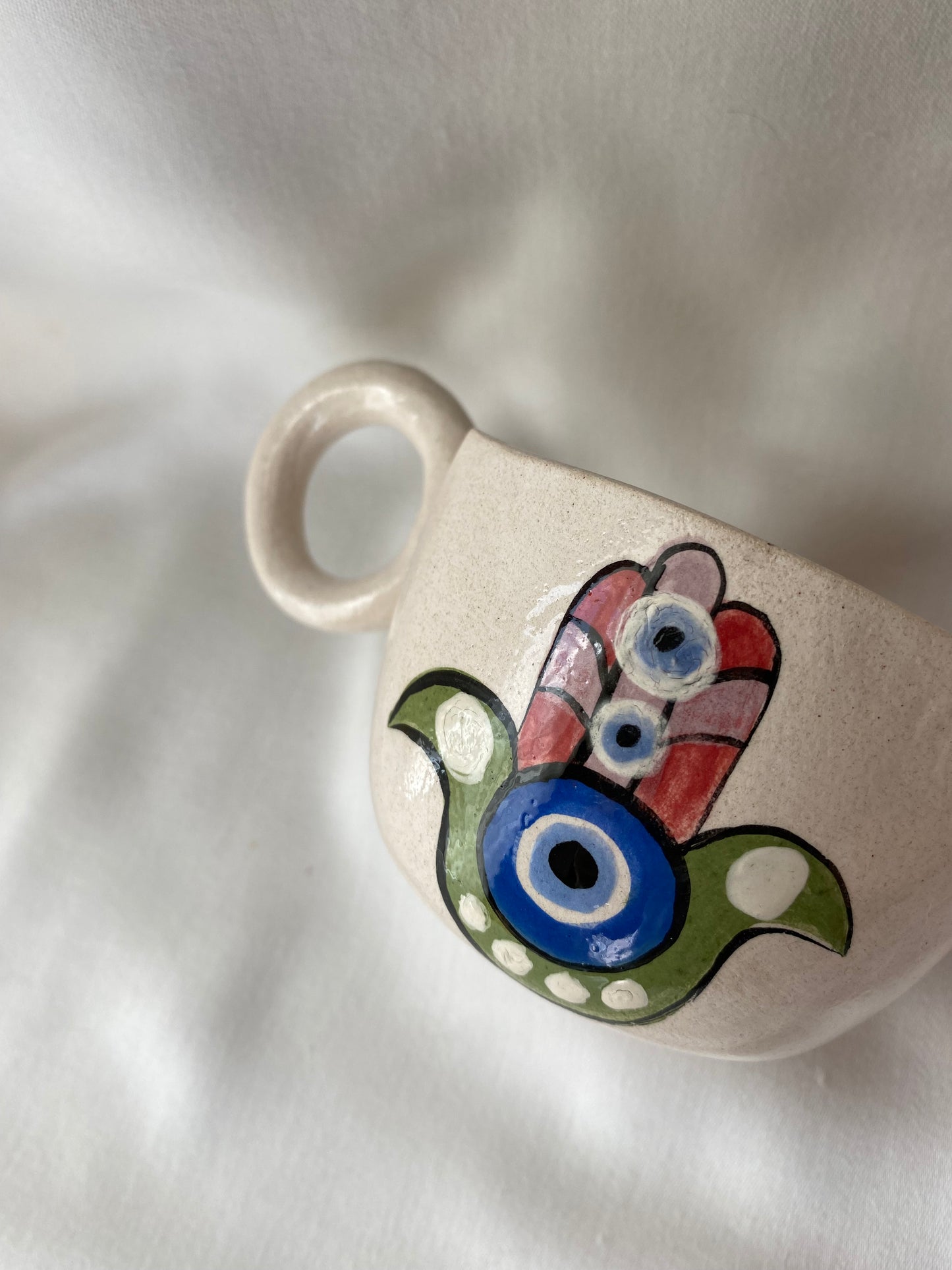 Handmade Pottery Tea coffee Mug Cup Sets Hamsa