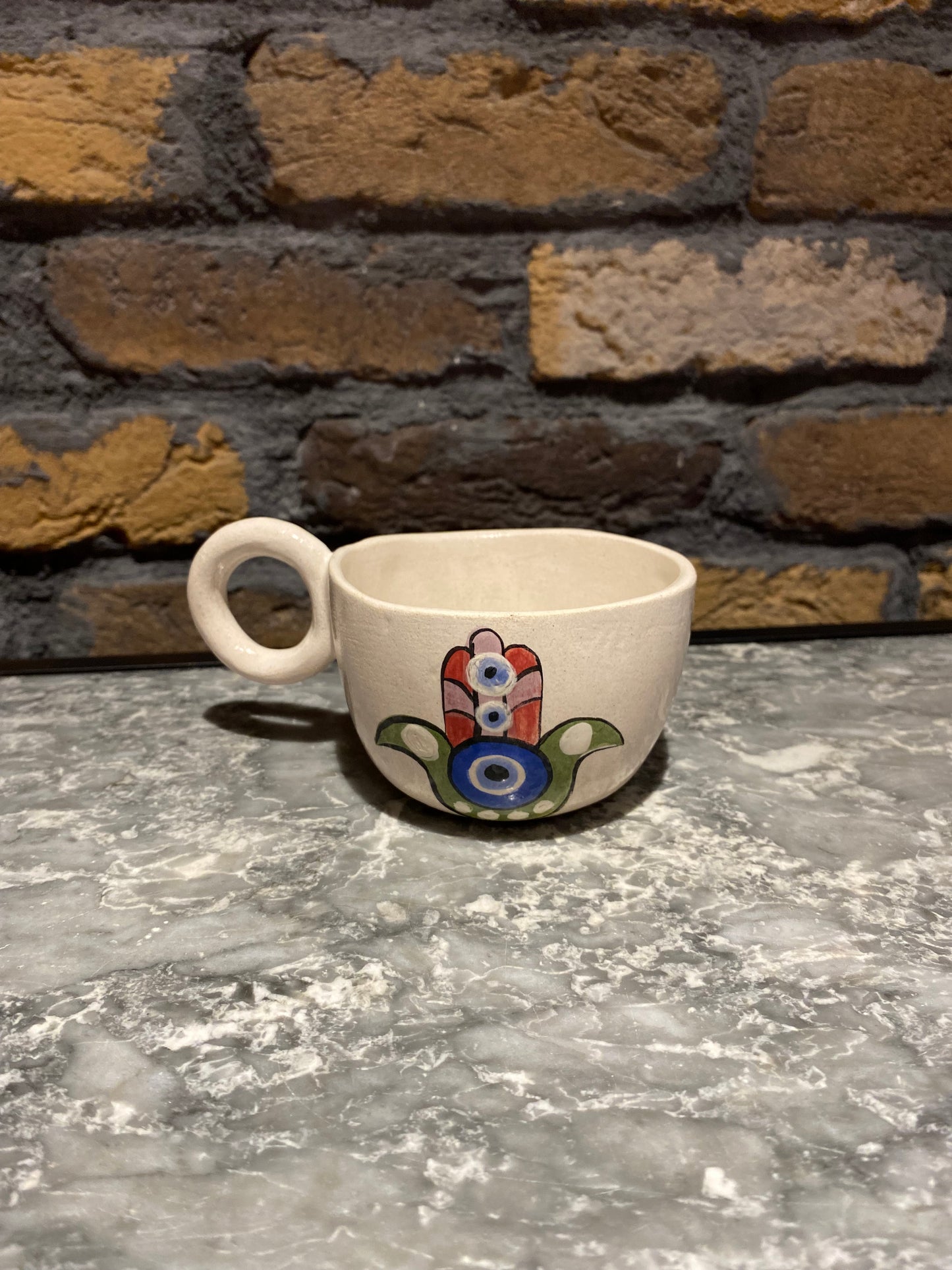 Handmade Pottery Tea coffee Mug Cup Sets Hamsa