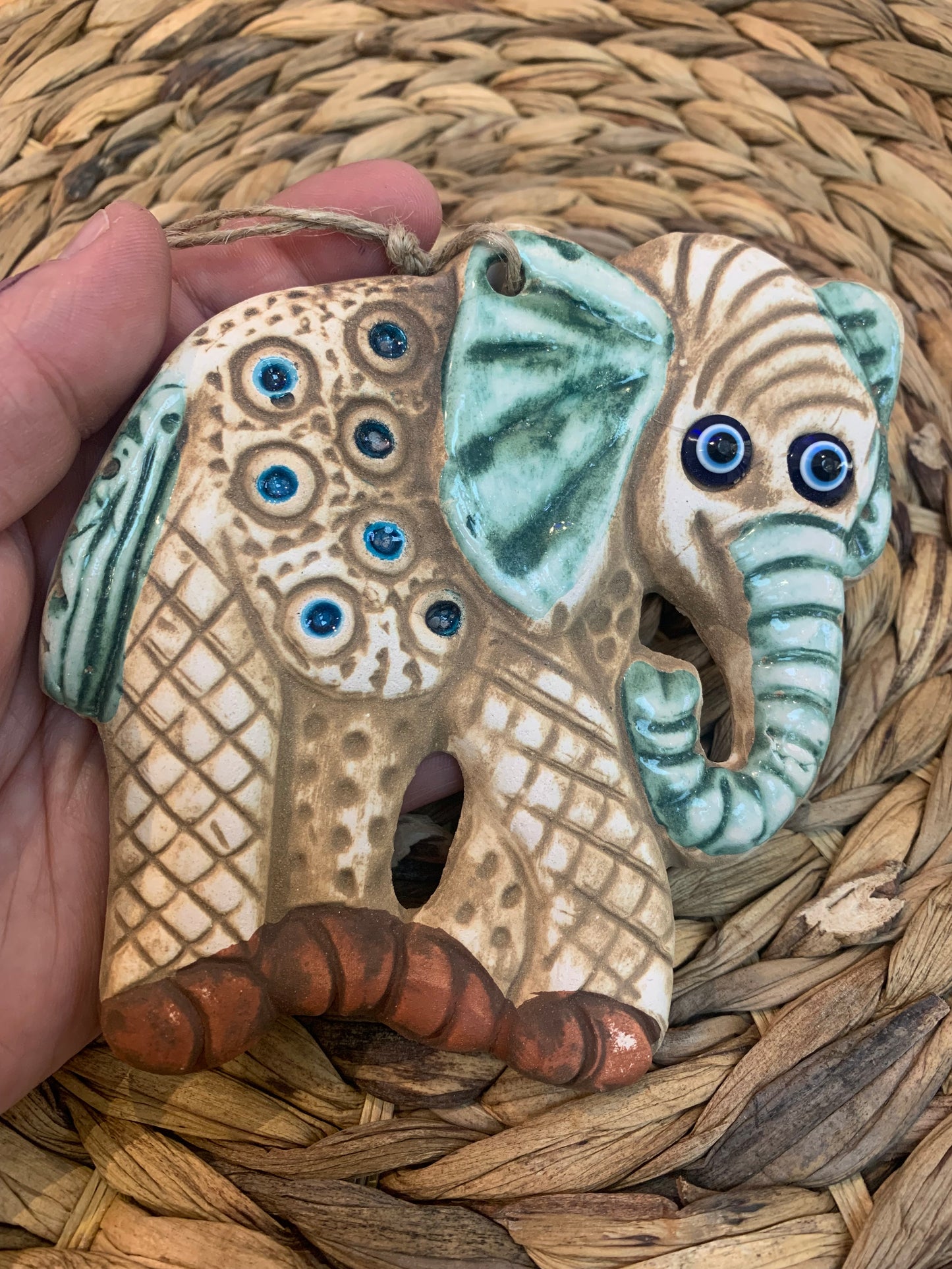 Handmade Ceramic Art Good Luck Charm Elephant Design
