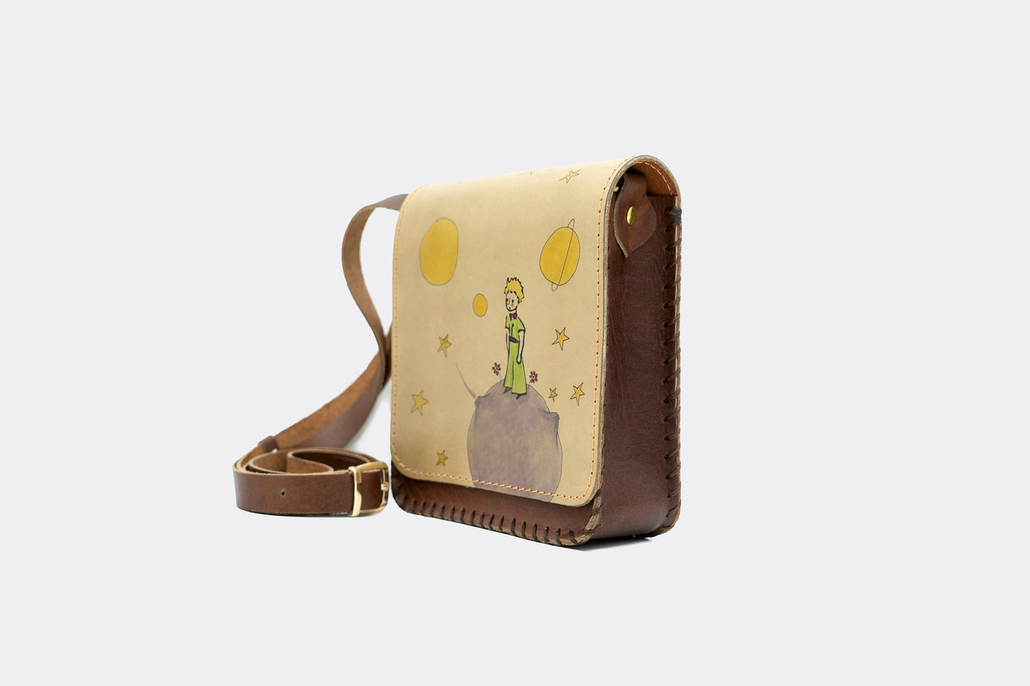 Hand-Painted Little Prince Leather Crossbody Hardcase