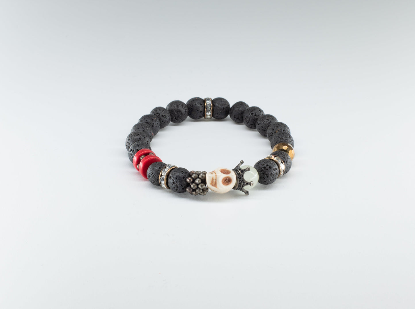 Black Lava Rock Crystal Bead Bracelet 10mm