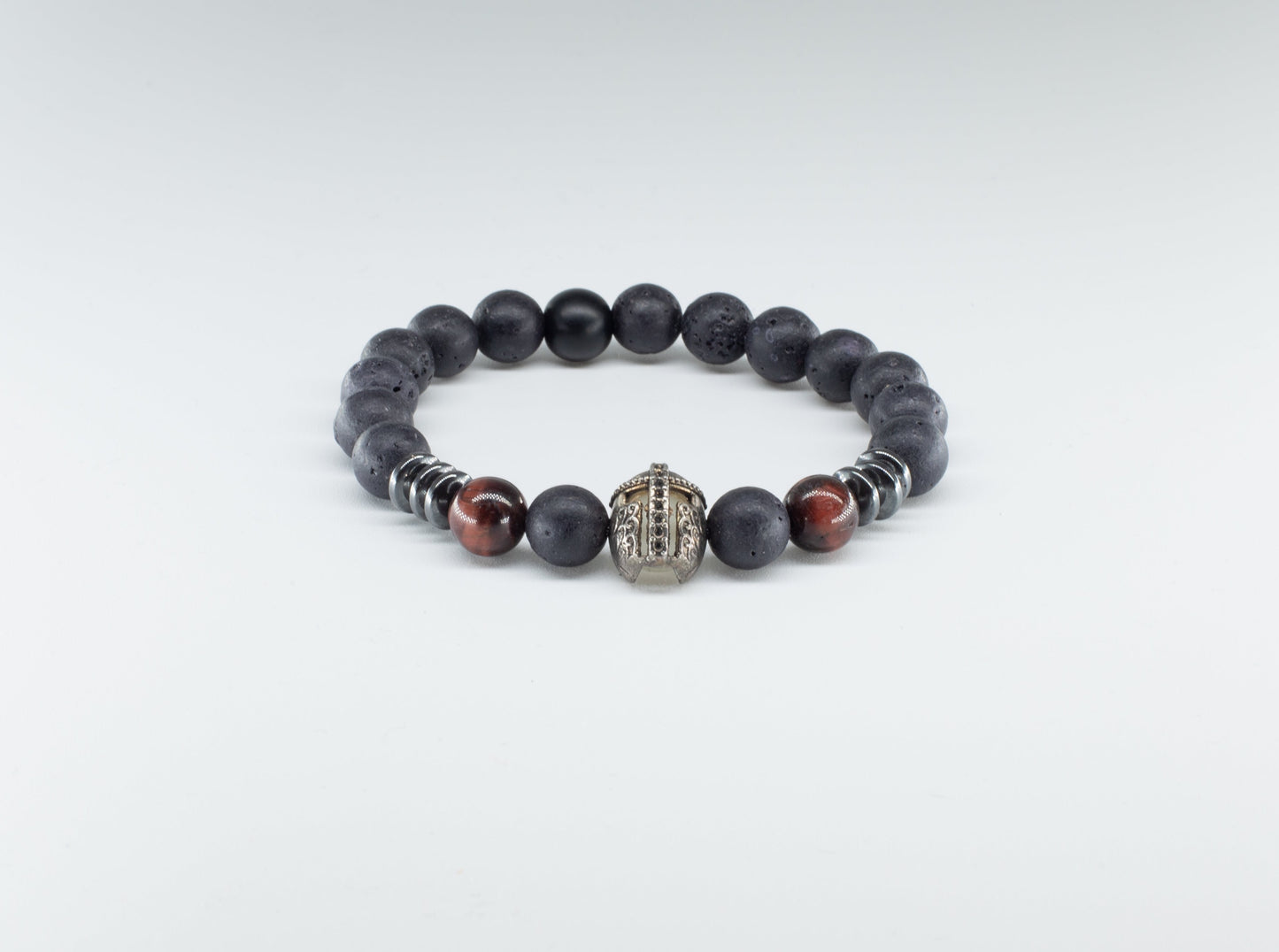 Black Lava Stone Crystal Bead Bracelet 10mm